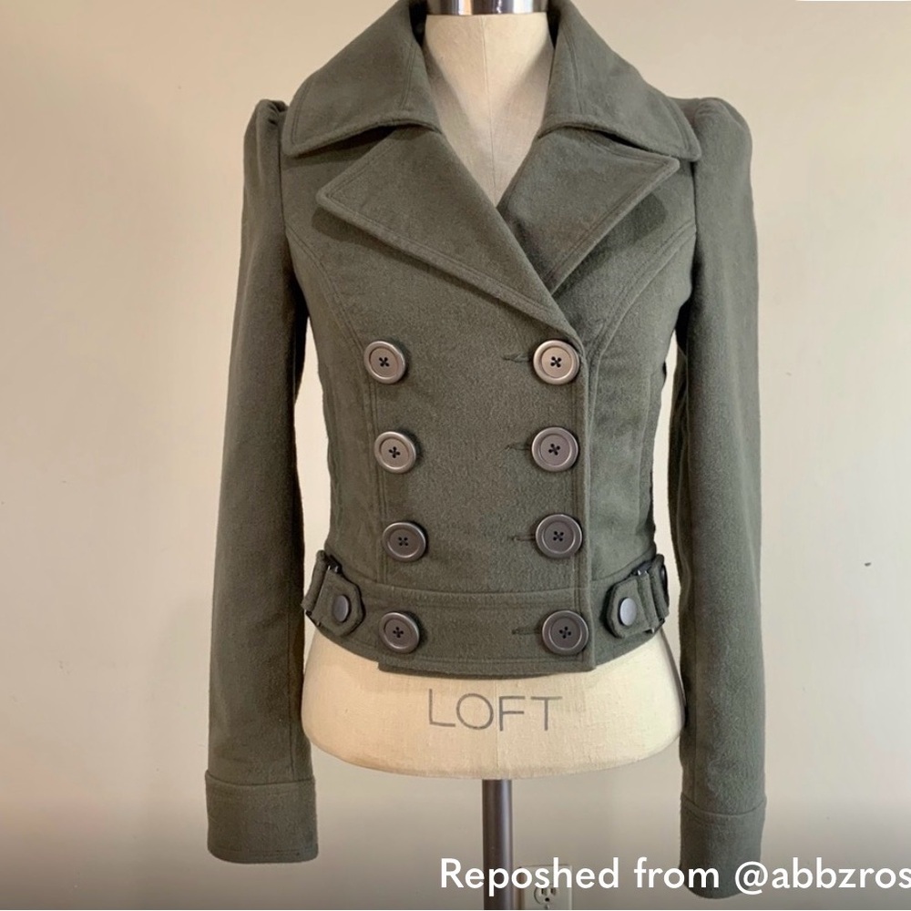 STS Blue Women's Army Green Double-Breasted Pea Coat